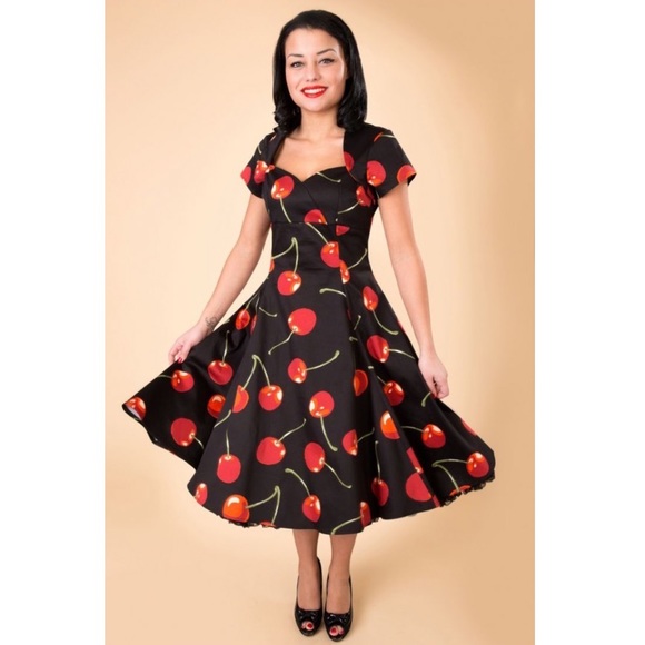 ✨NWT Collectif Regina Doll Cherry Stem Pinup Rockabilly 50s Midi Dress Small 6 - Picture 9 of 12